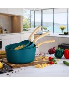Set 3 casseroles aluminium compatibl induction bleu canard - 16/18 et 20cm