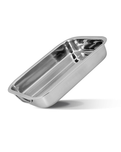 Harry rechthoekige roestvrijstalen ovenschaal met grijze handgrepen - 35x25cm