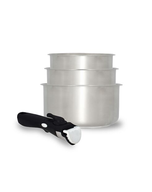 Set mit 3 Iris-Pfannen aus Edelstahl mit Griff — 16/18/20 cm