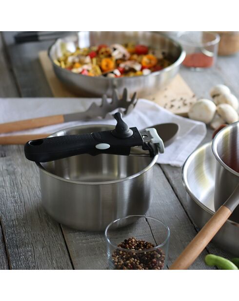 Set mit 3 Iris-Pfannen aus Edelstahl mit Griff — 16/18/20 cm