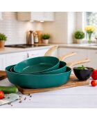 Set de 3 sartenes de aluminio compatibles con inducción azul pato - 20/24 y 28 cm