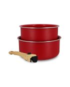 Lot2 casseroles colorama en aluminium magenta avec poignée - 16/18cm