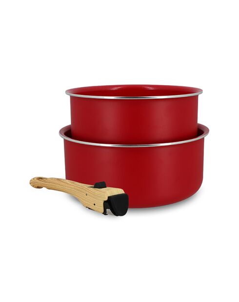 Lot2 casseroles colorama en aluminium magenta avec poignée - 16/18cm