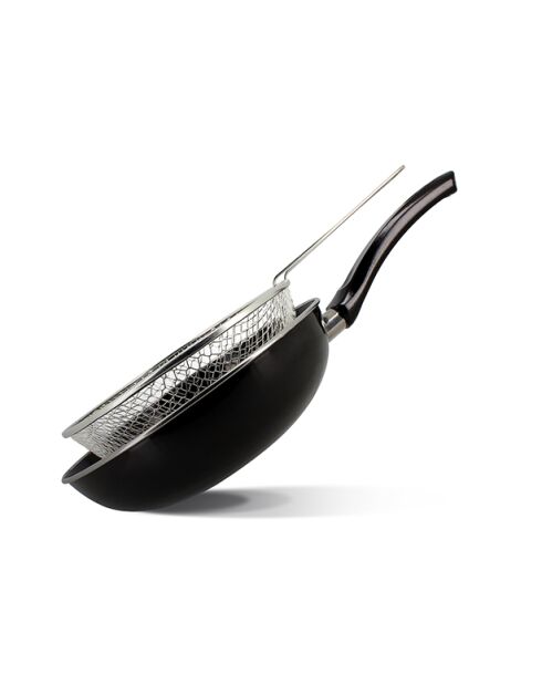 Poêle à frire en acier émaillé noir - D.26cm