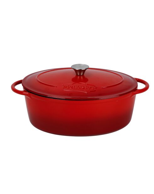 Cocotte colette ovale en fonte émaillé rouge - 9l