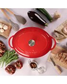 Cocotte colette ovale en fonte émaillé rouge - 9l