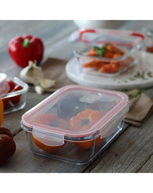 Boite hermétique rectangulaire +couvercle clémentine - 630ml