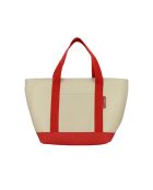 Sac lunch tote isotherme colorama en tissu beige et rouge - 7l