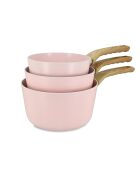 Set Colorama de 3 sartenes rosas de aluminio reciclado - 370 x 200 x 110 cm