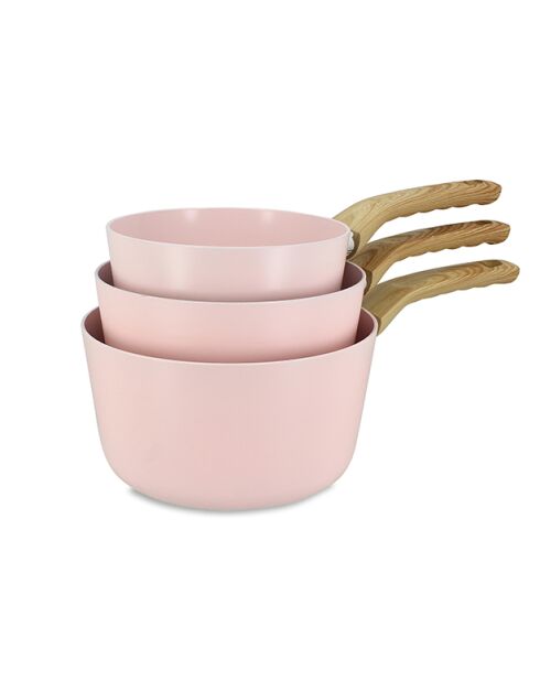 Set Colorama di 3 padelle in alluminio riciclato rosa - 370 x 200 x 110 cm