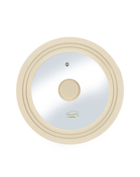 Coperchio multiformato in vetro temperato e silicone beige - 22/24/26 cm