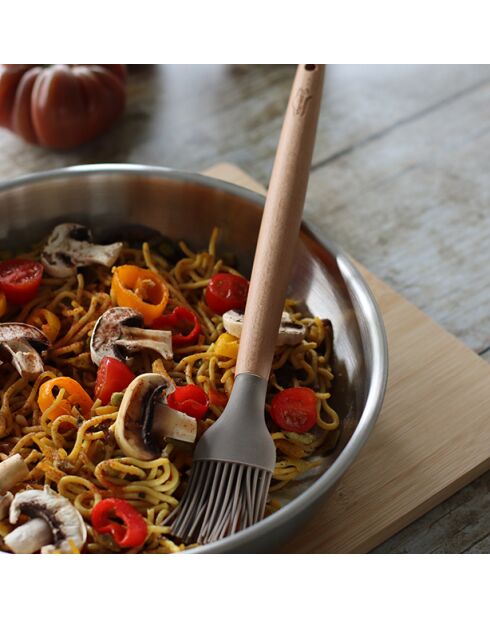 Cepillo de silicona Eliott con mango de madera de haya natural/marrón, 38 x 30 x 270 cm