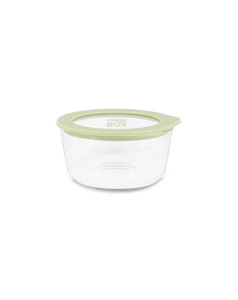 Caja de prensa redonda de vidrio borosilicato Celadon, hermética, 470 ml