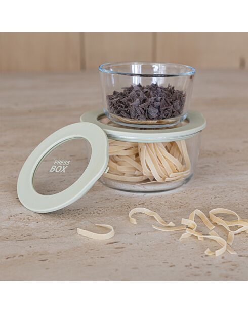 Caja de prensa redonda de vidrio borosilicato Celadon, hermética, 470 ml