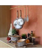 Juego de sartenes y cacerolas de aluminio Leopard con revestimiento de cerámica marrón, 24 cm de diámetro y 18 cm de diámetro