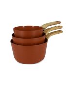 Set 3 casseroles aluminium compatible induction teracotta - 16/18 et 20cm