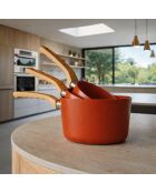Set 3 casseroles aluminium compatible induction teracotta - 16/18 et 20cm