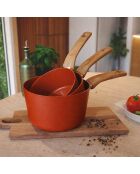 Set 3 casseroles aluminium compatible induction teracotta - 16/18 et 20cm