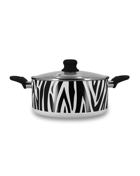 Aluminium-Zebra-Kochtopf mit Keramikbeschichtung, schwarz-weiße Induktion, D.24 cm