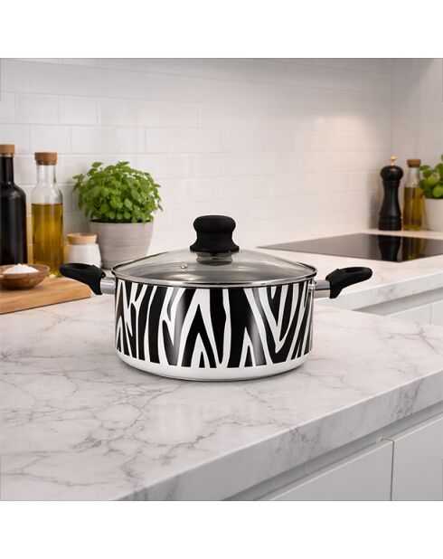 Aluminium-Zebra-Kochtopf mit Keramikbeschichtung, schwarz-weiße Induktion, D.24 cm