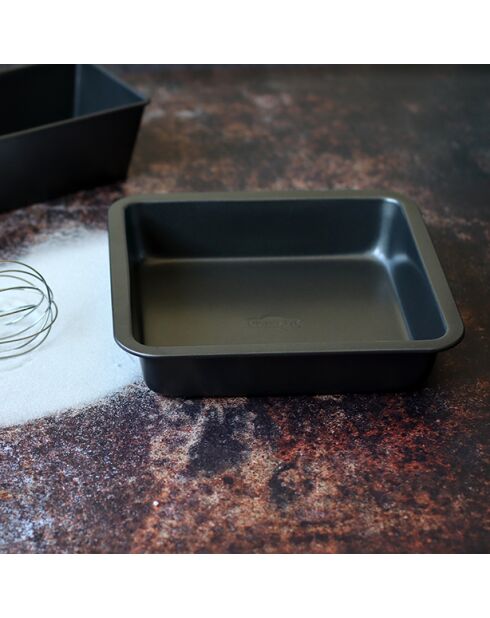 Molde cuadrado para tartas Amandine de acero al carbono negro, 225 x 225 x 47 cm