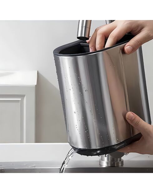 Soporte para utensilios de acero inoxidable y plástico - 18 x 11,5 x 19,5 cm