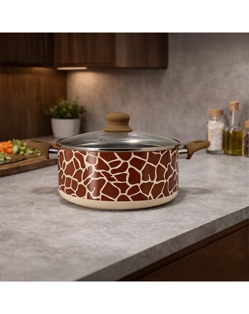 Kochtopf Giraffe aus Aluminium mit Keramikbeschichtung, induktionsbraun, D.24 cm