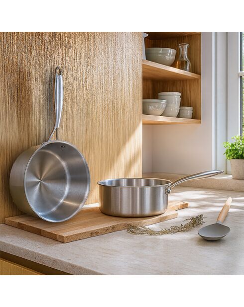 Casserole trinox en acier inoxydable - D.20cm