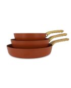 Set van 3 aluminium braadpannen compatibel met teracotta-inductie - 20/24 en 28cm