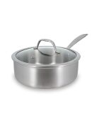 Sartén triple de acero inoxidable con tapa de vidrio - D.24cm