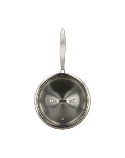 Sartén triple de acero inoxidable con tapa de vidrio - D.24cm