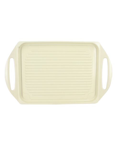 Inductiekookplaat van crèmekleurig gegoten aluminium met beige grill - 44x27cm