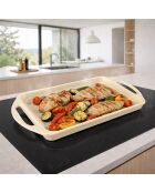 Inductiekookplaat van crèmekleurig gegoten aluminium met beige grill - 44x27cm