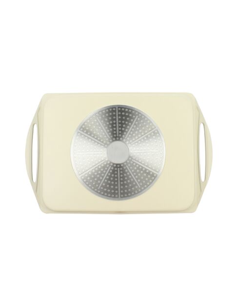 Inductiekookplaat van crèmekleurig gegoten aluminium met beige grill - 44x27cm