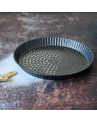 Amandine geperforeerde taartvorm in zwart roestvrij staal met antiaanbaklaag - D.30cm