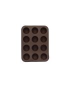 Molde pequeño para magdalenas de silicona marrón para 12 — 25 x 19 cm
