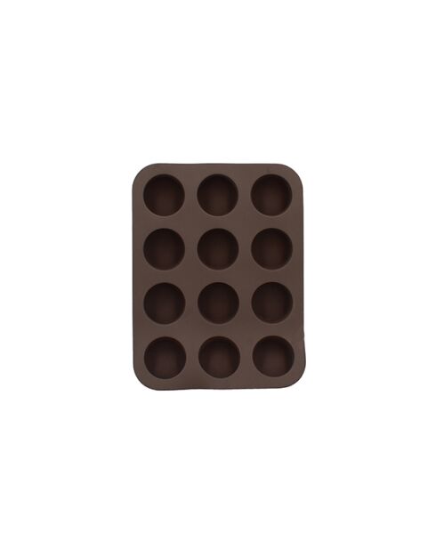Molde pequeño para magdalenas de silicona marrón para 12 — 25 x 19 cm