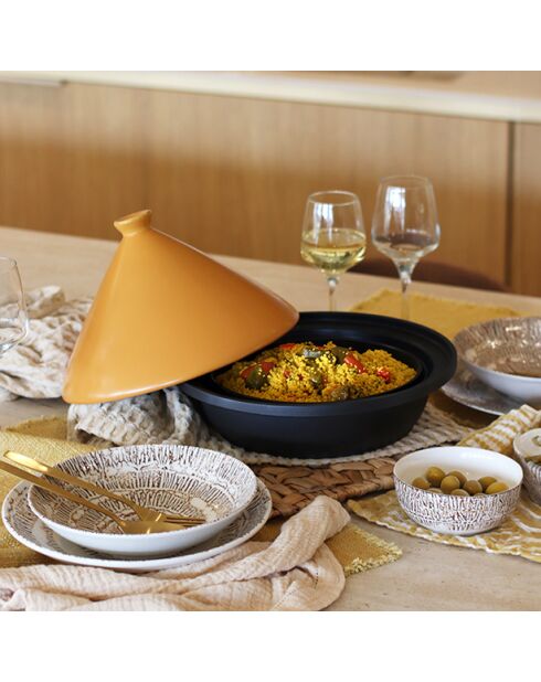 Tajine aluminium inductiebodem geel keramisch deksel - D.30cm