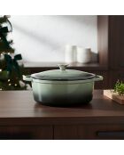 Casseruola ovale vulcano in ghisa verde - 4l