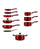 Set 12 pieces cerise induction en aluminium rouge - 460 x 280 x 75 cm
