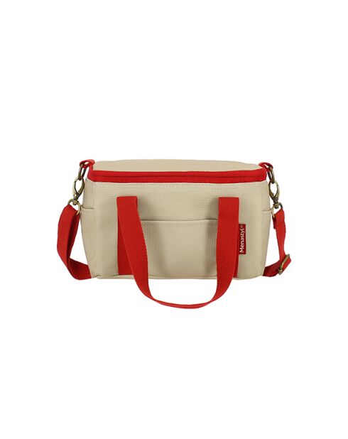 Colorama isolierte Lunchbox-Tasche aus beigem und rotem Stoff, 5 l