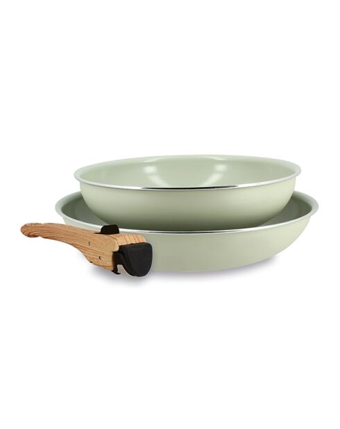 Set de 2 sartenes colorama de aluminio con mango de celadón - 22/26 cm