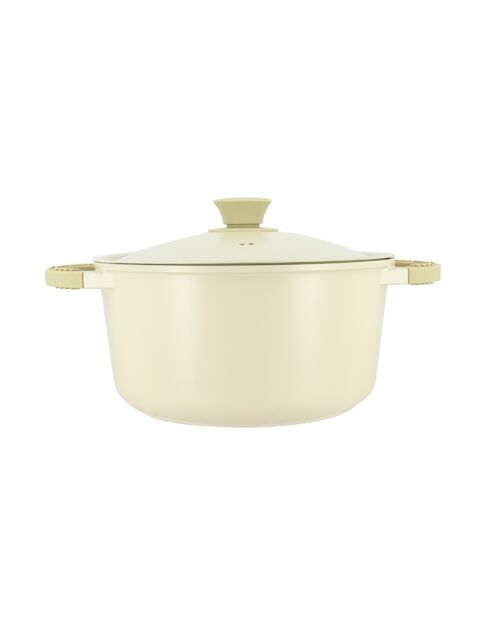 Reiner beiger Kochtopf aus recyceltem Aluminium aus Gusseisen - D.24cm