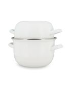 Mosselpot van wit geëmailleerd staal - D.18cm