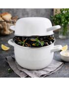 Mosselpot van wit geëmailleerd staal - D.18cm