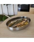 Poêle à poisson professionnel en acier inox induction - D.37.5cm