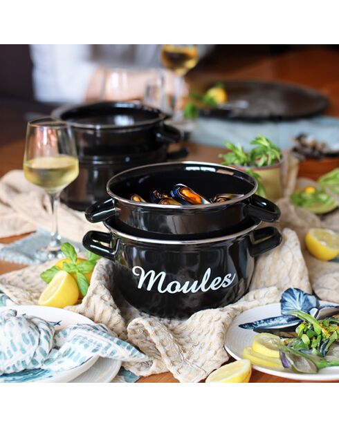 Mosselpot met zwart schrift - 2,7 L