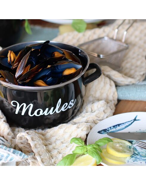 Mosselpot met zwart schrift - 2,7 L