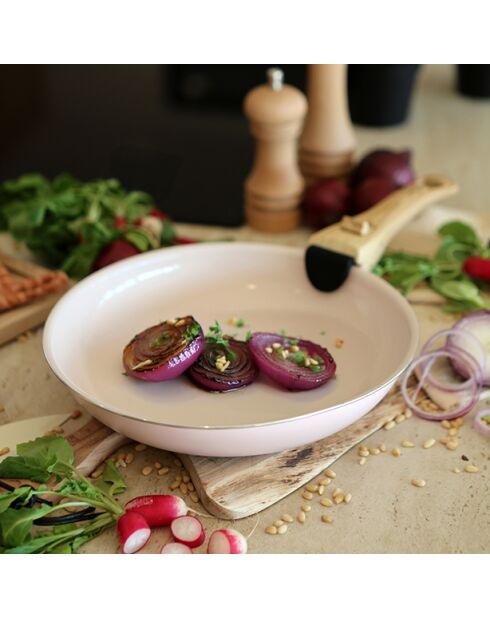 Set van 2 colorama aluminium braadpannen met roze handvat - 22/26cm