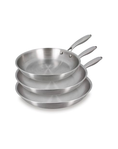 Set van 3 trinox roestvrijstalen braadpannen -24/28/30cm